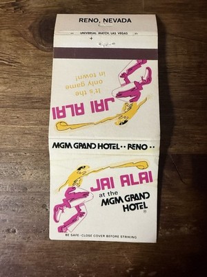 D1756 Jai Alai MGM Grand Casino Hotel Reno Nevada Vintage Matchbook Cover