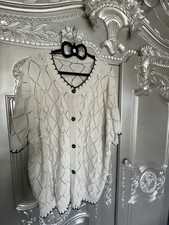 Tu Cream and Black Pointelle Knit Jumper Size 22 Summer Top Cardigan
