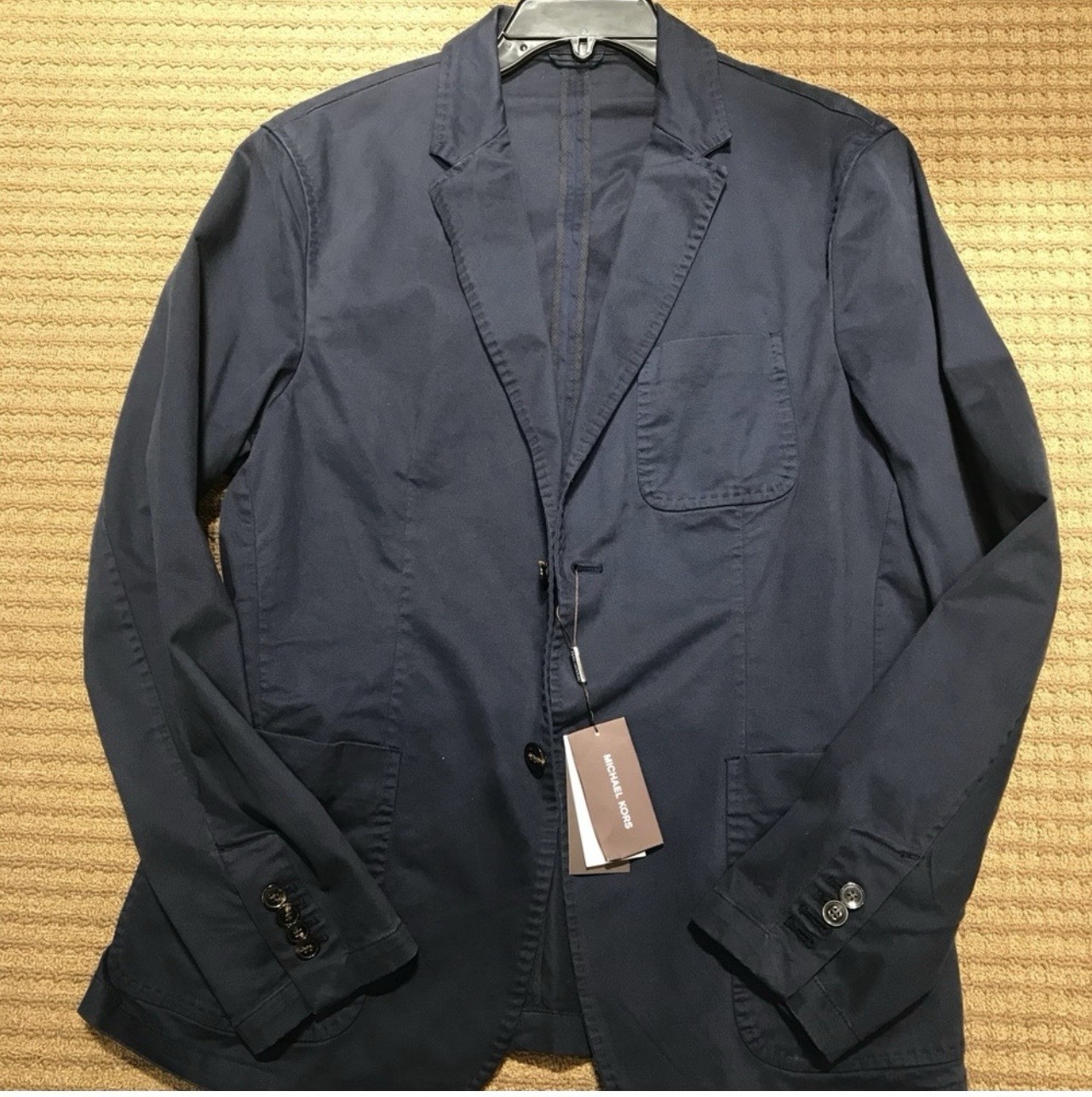 Michael Kors Men's Slim Fit Cotton Twill Blazer 42R Navy Single-Breasted