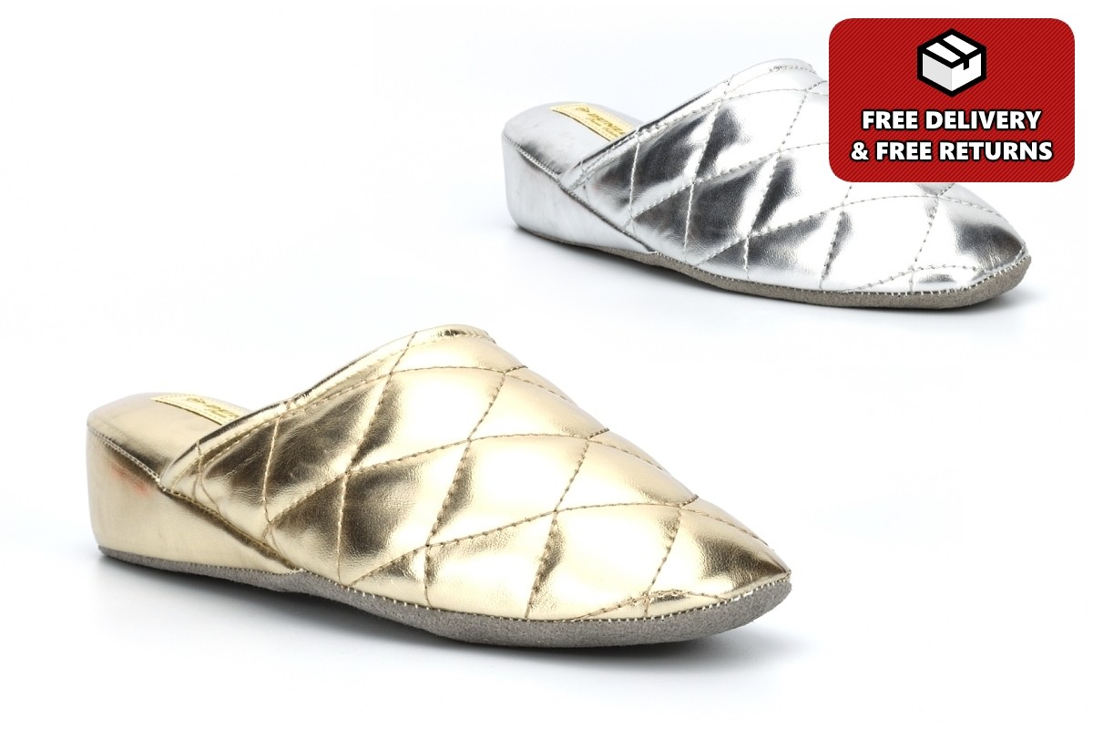 PANTOFOLA D’ORO Dunlop Ciabatte Donna Zeppa Tacco Pantofole Lucido Glitter Donna Mule Pantofole