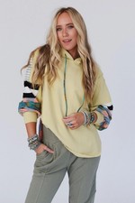 New Easel Three Bird Nest Plaid Detail Hoodie Sweatshirt Easel Small Oversized