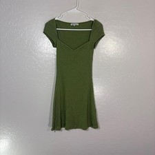 Reformation Dress Womens Small Green Ribbed Knit Sweetheart Fit & Flare Mini