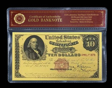 1879 $10 Ten Dollars Refunding Certificate 24K Gold Foil Protective Holder/COA