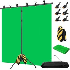 Green Screen Backdrop with Stand, 8x7.2ft Portable Greenscreen Background wit...