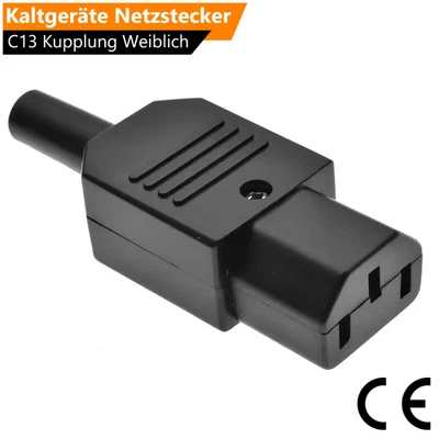 ORSEM Kaltgeräte Netzstecker C13 Kupplung IEC 320 mit Schutzkontakt 3-Polig Weiblich