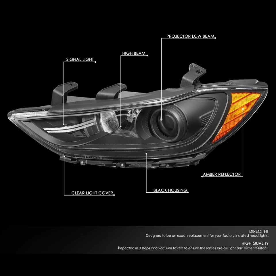 Faros proyectores de esquina ámbar carcasa negra para Elantra 2017-2018 Foto 2 de 4