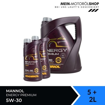 Mannol Energy Premium 5W-30 VW BMW MB Opel GM Motoröl 5+2 Liter = 7 Liter