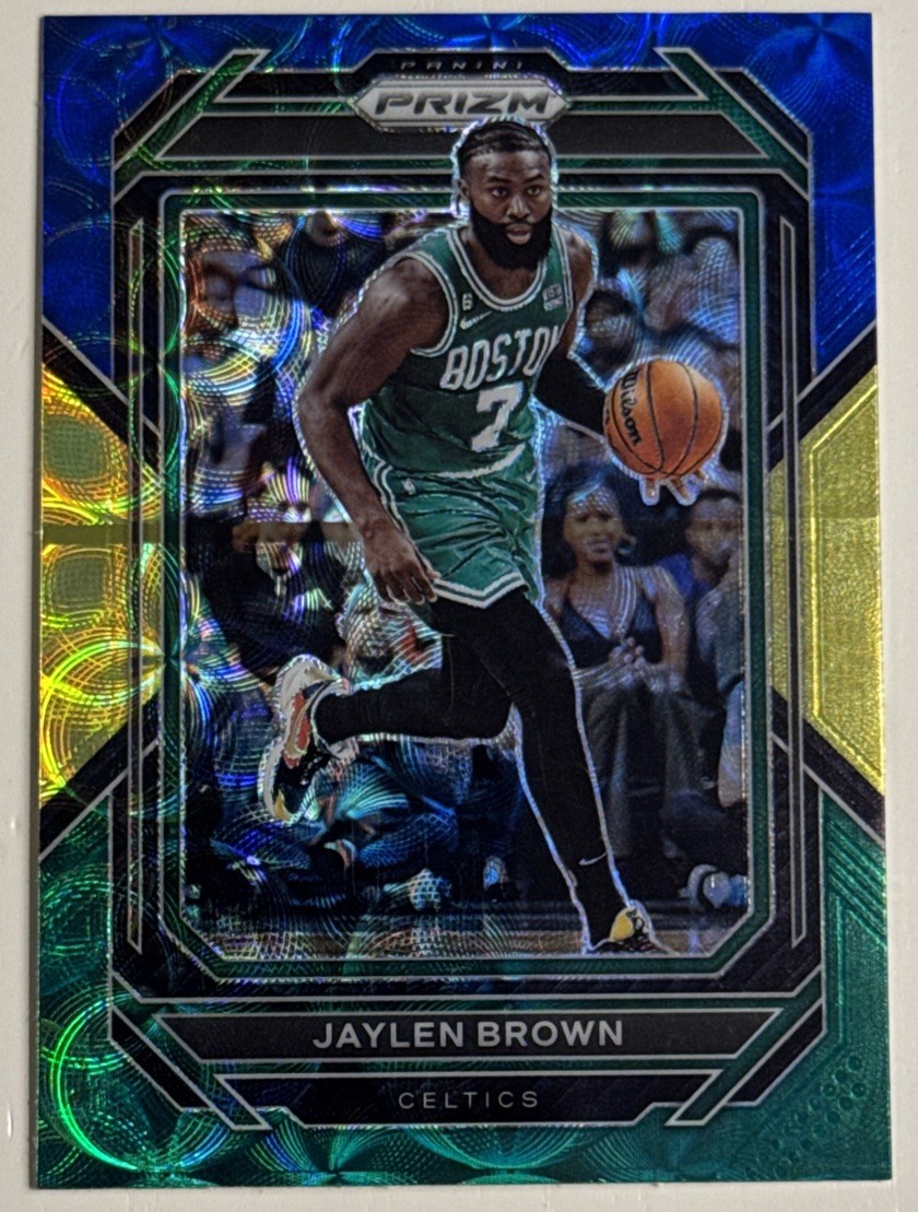 Jaylen Brown 2022-23 Panini Prizm - #2 Choice Blue Yellow & Green Prizm