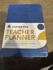 Clever Fox Teacher Planner Undated 7-Period Vertical Layout – Mystic Blue New & 