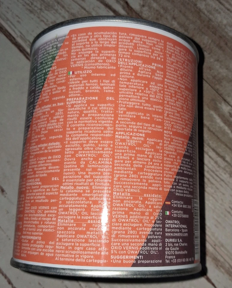 OWATROL THE ORIGINAL VERNICE PROTETTIVA TRASPARENTE 0,75 LITRI BRILLANTE LUCIDA Foto 2 de 3