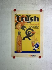 Rare Petite affiche ancienne Limonade  Crush Bouteille Gazeifiée Crushy