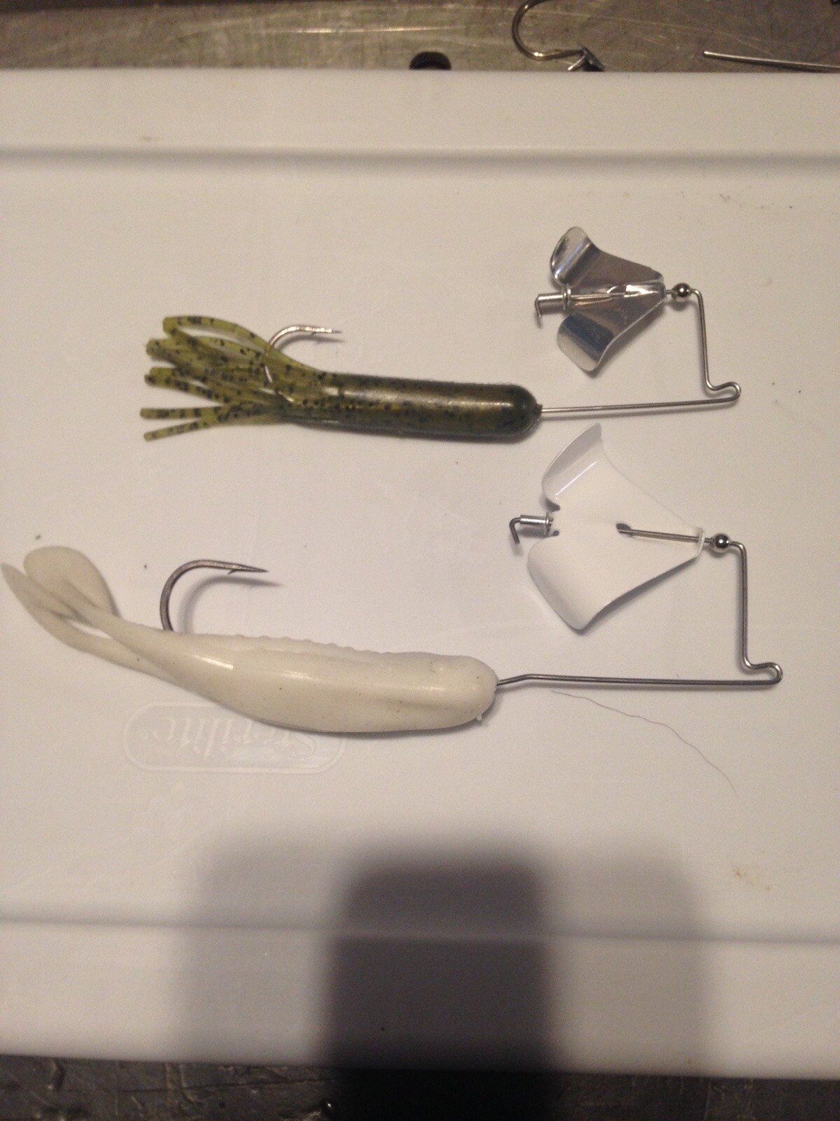 2 Ed Cowan buzzbait, 3/8oz, 5/0 Mustad hook, white #2 blade - Image 2