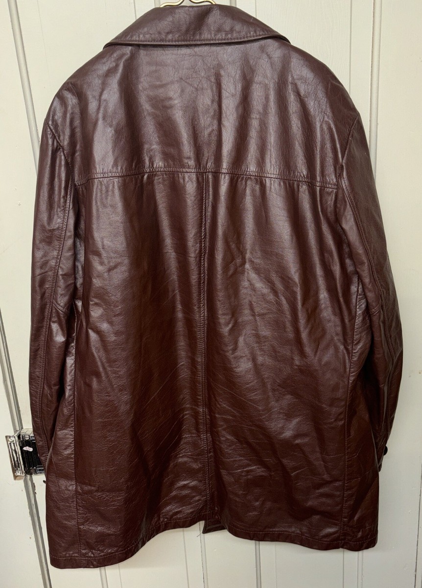 Vintage Sears Leather Shop Men's 52 Tall Zip Lined Button Coat | eBay