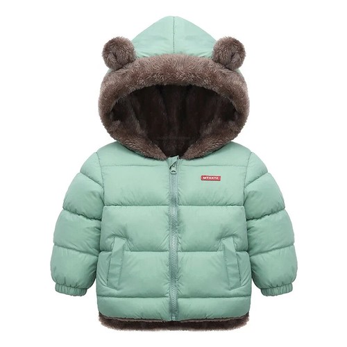 Baby Jungen Mädchen Jacke Kapuze Baumwolle dick Fleece wattiert Winter Jungen warm Mäntel - Bild 13 von 27