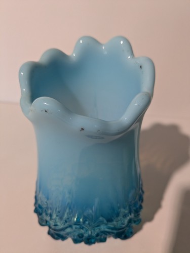 Vintage Piasa blau opalisierend Glas Vogel 3 Fuß 7" Vase - Bild 2 von 15