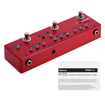 6-In-1 Multi-Effects Guitar Pedal Delay Chorus Distortion