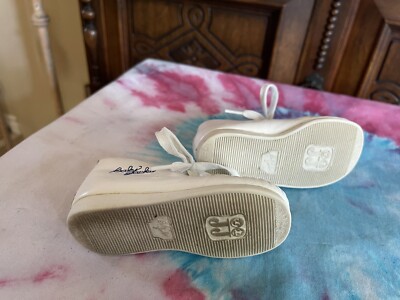JUMPING JACKS Vintage Baby Jacks Infant White Leather Booties Sz4D