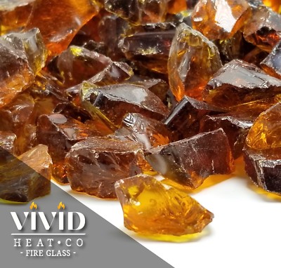 VIVID COPPER AMBER 1/2'' - 3/4'' Large Fireplace Fire Pit Fireglass Glass Crystals