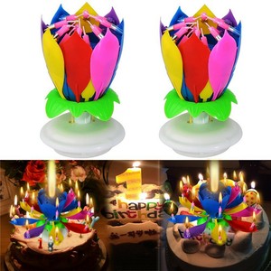 Bougie D Anniversaire Birthday Magique Fleur Lotus Musicale Tournante Neuve Ebay