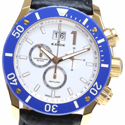 USED Excellent] EDOX 10020-37RBU-BIR Chrono Offshore1 10th Anniv