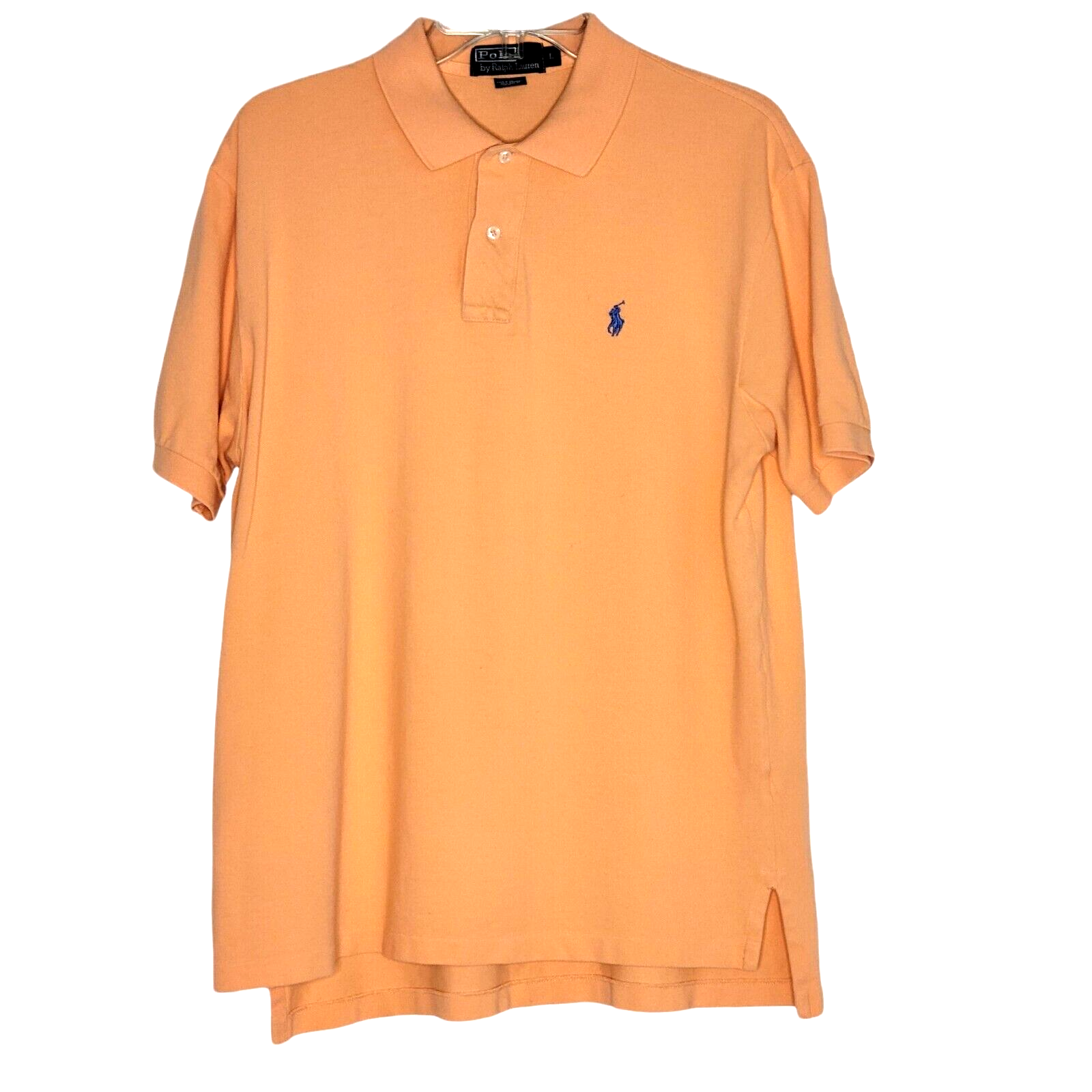 PONY Polo by Ralph Lauren uomo camicia arancione taglia L maniche corte con frangia blu