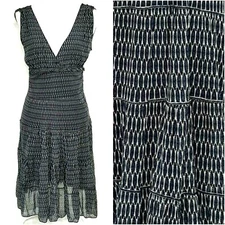Studio M Dress Womens Medium Tiered Ruffle V Neck Sleeveless Office Church Date