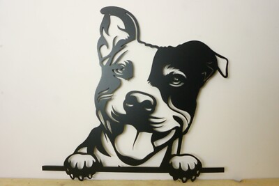 Staffordshire Bullterrier Kopf Metall Gesicht Wandbild / Garten Skulptur