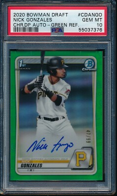 PSA 10 NICK GONZALES AUTO 1st 2020 Bowman Chrome GREEN REFRACTOR 
