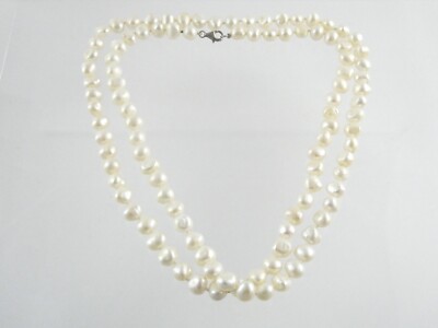 BBJ Sterling Silver Cultured Pearl Strand Necklace 37 Inches