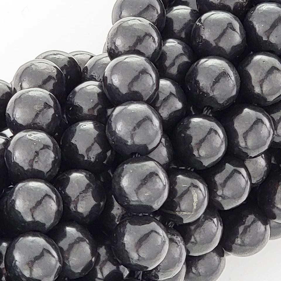 Cuentas de Shungita Piedras Preciosas Brillantes Cristal Negro Natural Suave Redondo 6Mm 8Mm 10Mm Foto 4 de 4