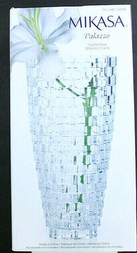 Mikasa Palazzo Kristallglas Korbgeflecht Vase 12 Zoll Karton ungeöffnet