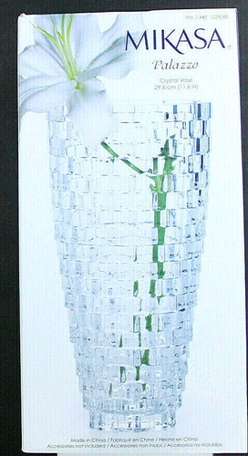 Mikasa Palazzo Crystal Glass Basket Weave Vase 12 In. Box Unopened  - Picture 1 of 7