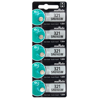 5 Murata 321 SR616SW SR616 D321 V321 SR65 Silver Oxide Battery - Replaces Sony