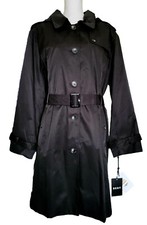 Bnwt Fabulous Dkny Black Trench Coat With Hood, Belt And Shaded Buttons Size 3xl