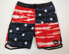 Quiksilver Highline Freedom Quad Board Shorts Mens 28 Swim Trunks USA Flag