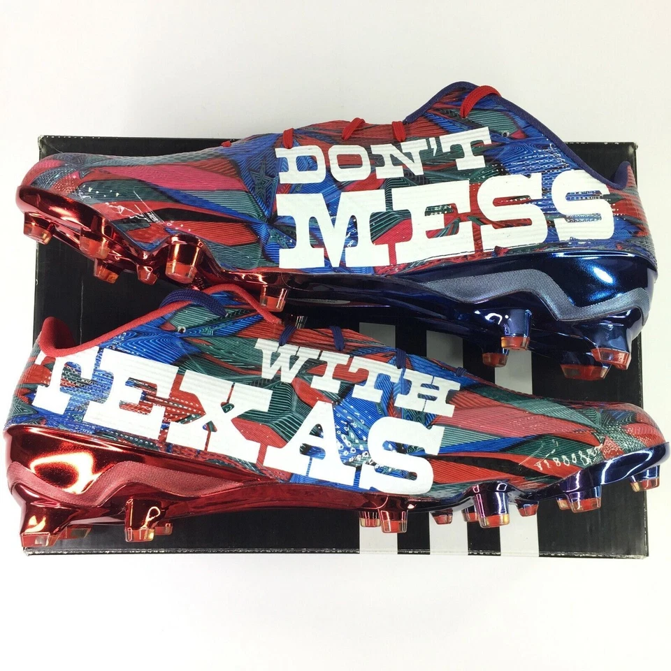 Adidas Mens Adizero 5-Star 5.0 Dont Mess With Texas Cleats Blue Red Mens 15 US - Image 3 of 4