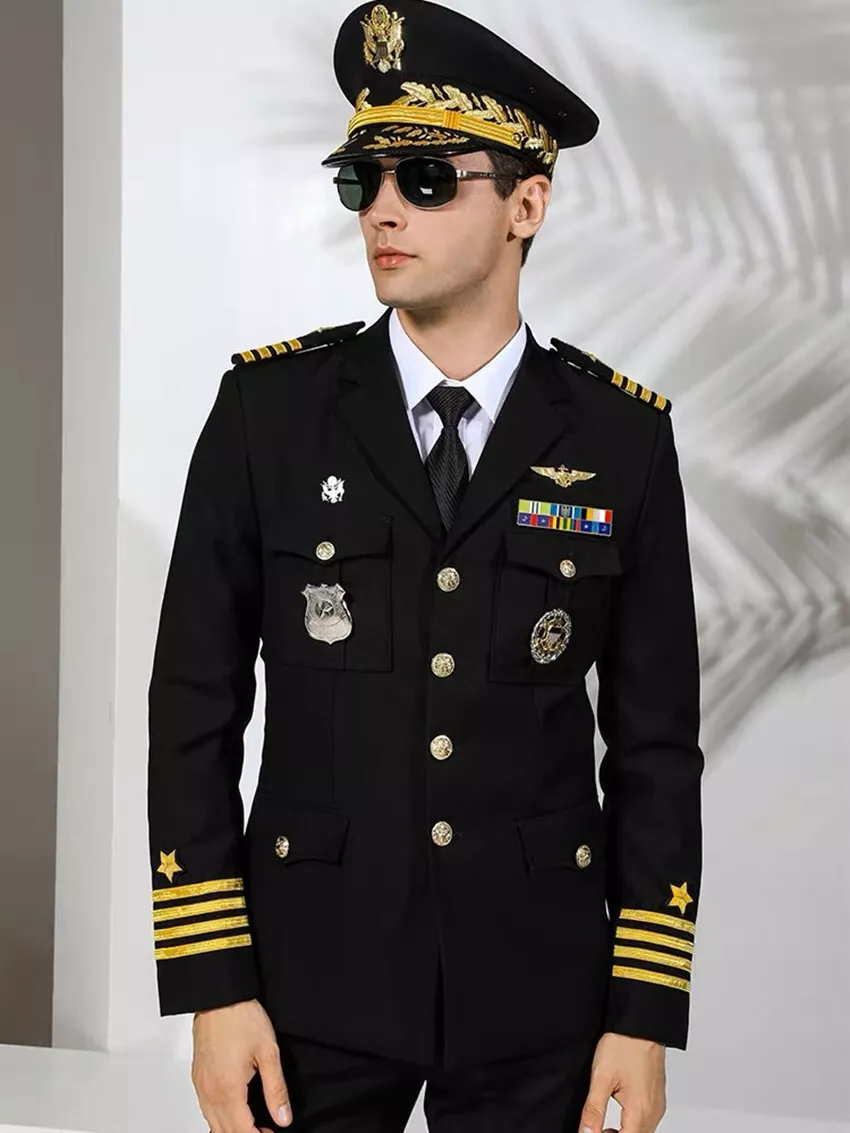 US Navy Military Uniform Yacht Captain Suit Black Jacket(jacket only）