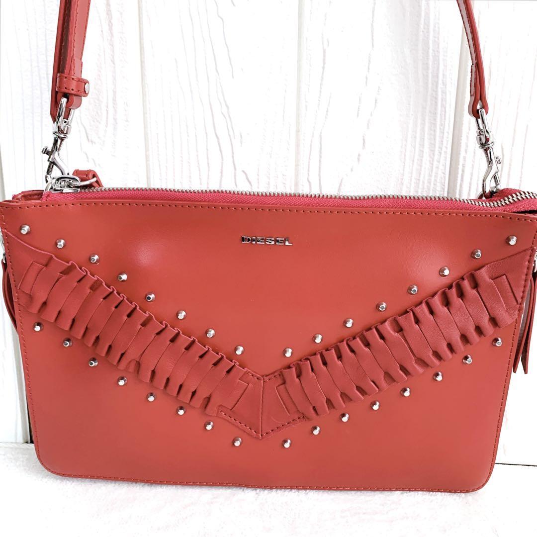 Diesel Women 2Way Leather Bag Rose Red 20x3x32cm Luxury Stylish 