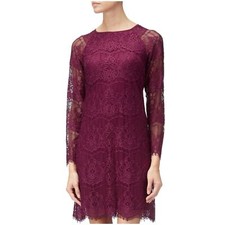 ADRIANNA PAPELL NWT 159 Burgundy Scalloped Lace Dress 12