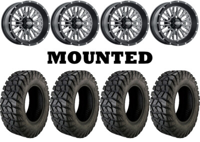 Kit 4 Moose Rigid Tires 30x10-14 on ITP Momentum Black Wheels HP1K