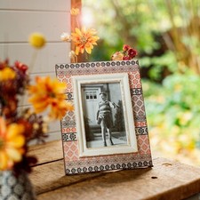 Image of Anika Photo Frame 4" x 6" Rustic Shabby Chic Geometric Design by Sass & Belle