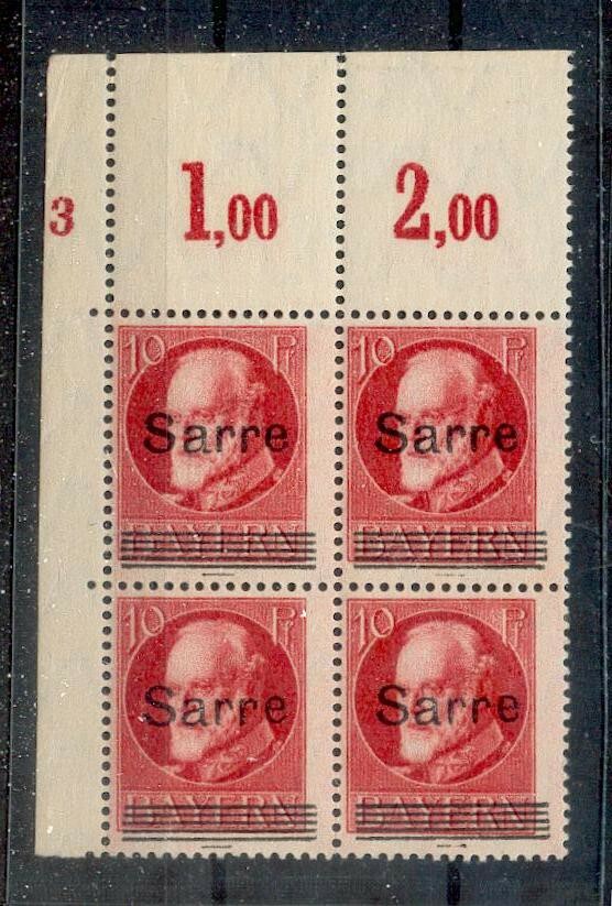 Saar 19 Plate Number PLATTENNUMMER** MNH Mint Never Hinged BPP (38813)