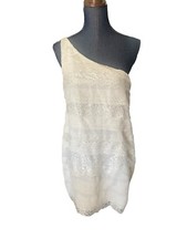 Buffalo David Bitton White Tiered Lace One Shoulder Mini Dress Size 8 NWT $119