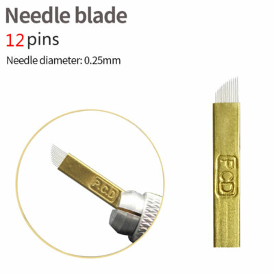 PCD 12 Pins Needles Microblading Permanent Makeup Manual Eyebrow Tattoo Blades