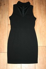 NEW! VERA & LUCY black V neck choker dress SIZE S 8 scuba stretch pencil evening
