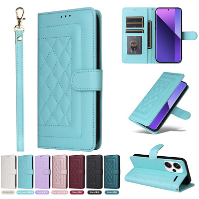 Leather Card Wallet Phone Case With Strap For Redmi Note 14 Pro 12 8 Pro 10C 14C