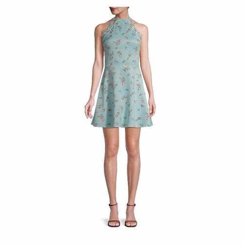 Women's NO BOUNDARIES Sleeveless Scuba Junior Dress Green Mint floral Size XXL - Picture 6 of 6