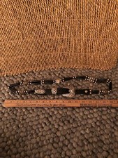 Black Leather With Beads and Buffalo Nickel Design Adornment Women  s Belt