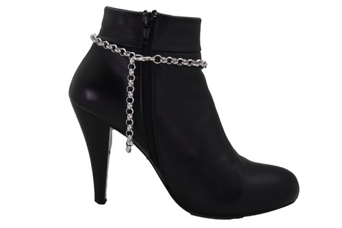 Mujer Plata Color Cadena Metal Occidental Botas Pulsera Zapato León Moneda Dije - Imagen 9 de 13