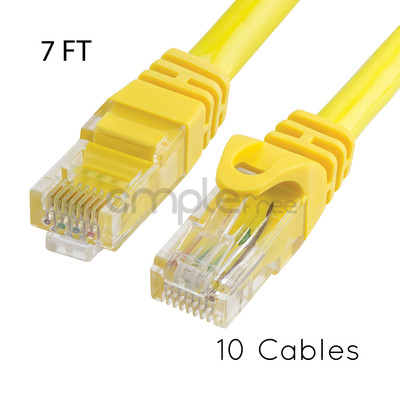 10x 7FT CAT6 Cable Ethernet Lan Network CAT 6 RJ45 Patch Cord Yellow NEW